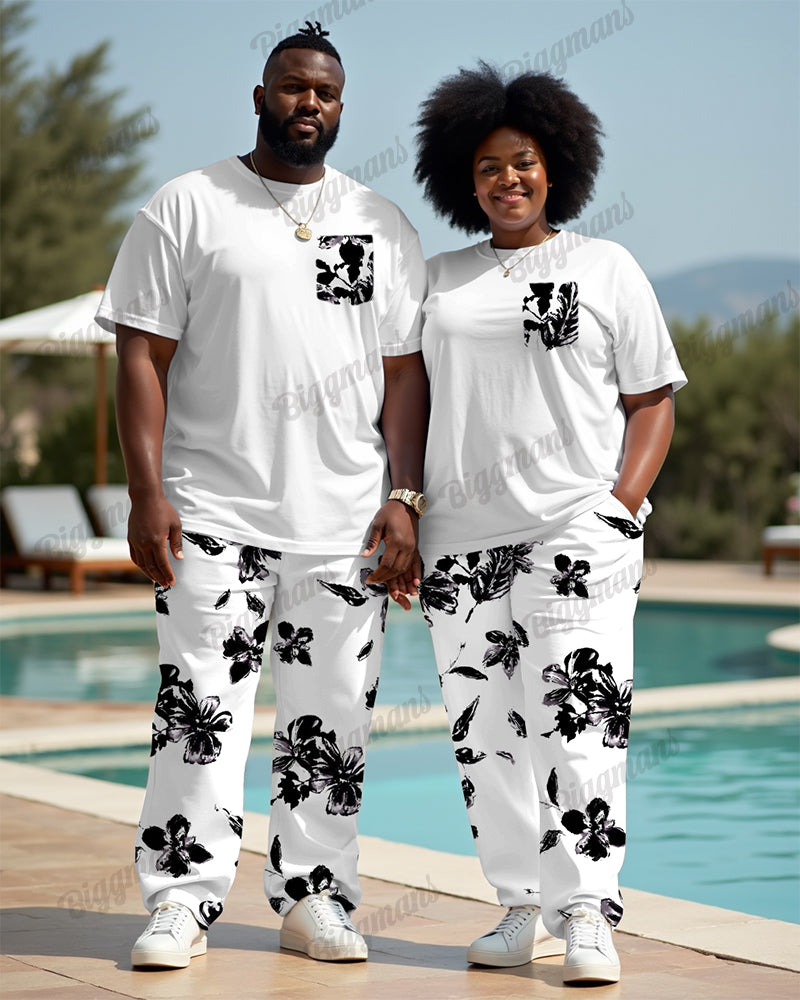 Big & Tall Floral T-Shirt Pants Set for big men view 1