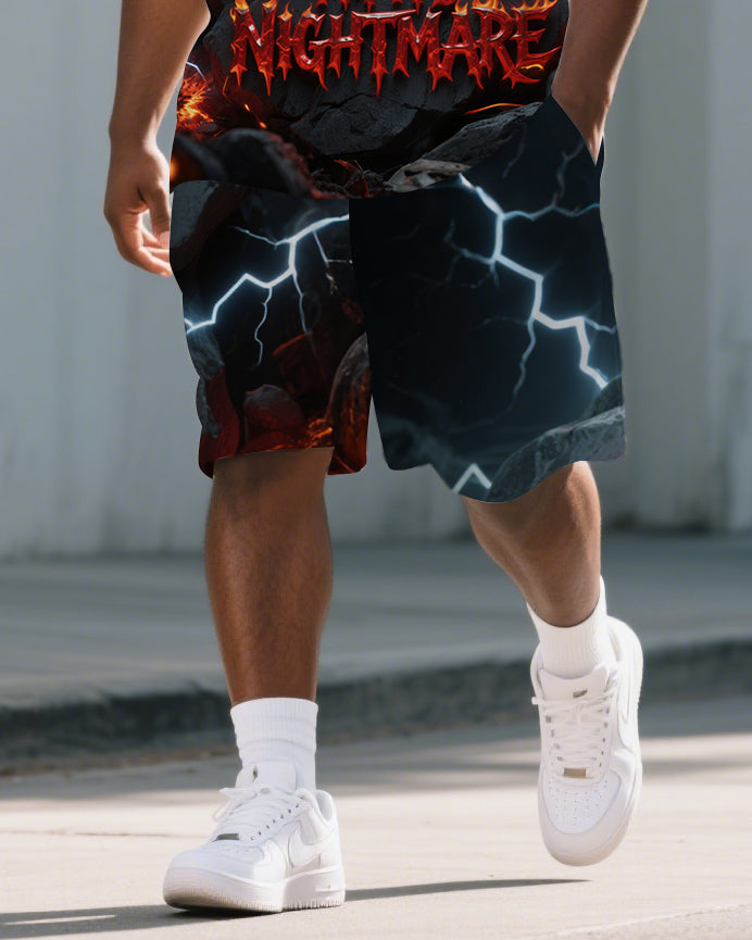 Big & Tall Graphic Polo Shorts Set for big men view 3