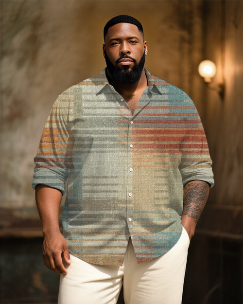Big & Tall Striped Graphic Long Sleeve Shirt for big men view 1