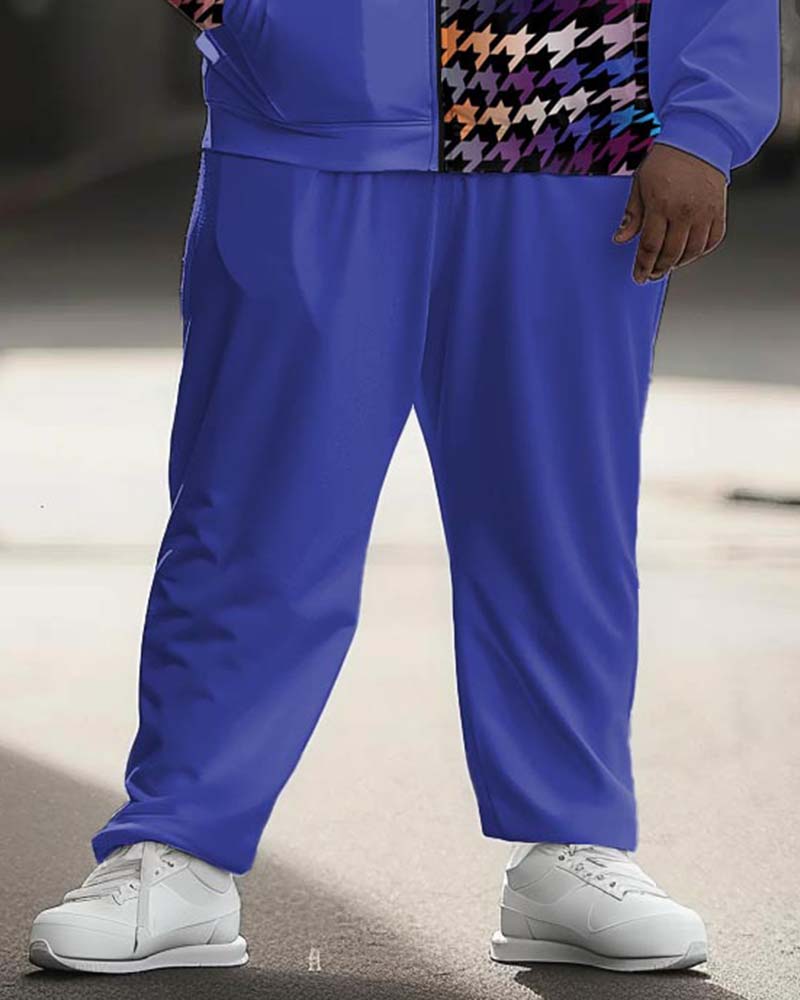 Big & Tall Graphic Patchwork Hoodie Sweatpants Set for big men view 3