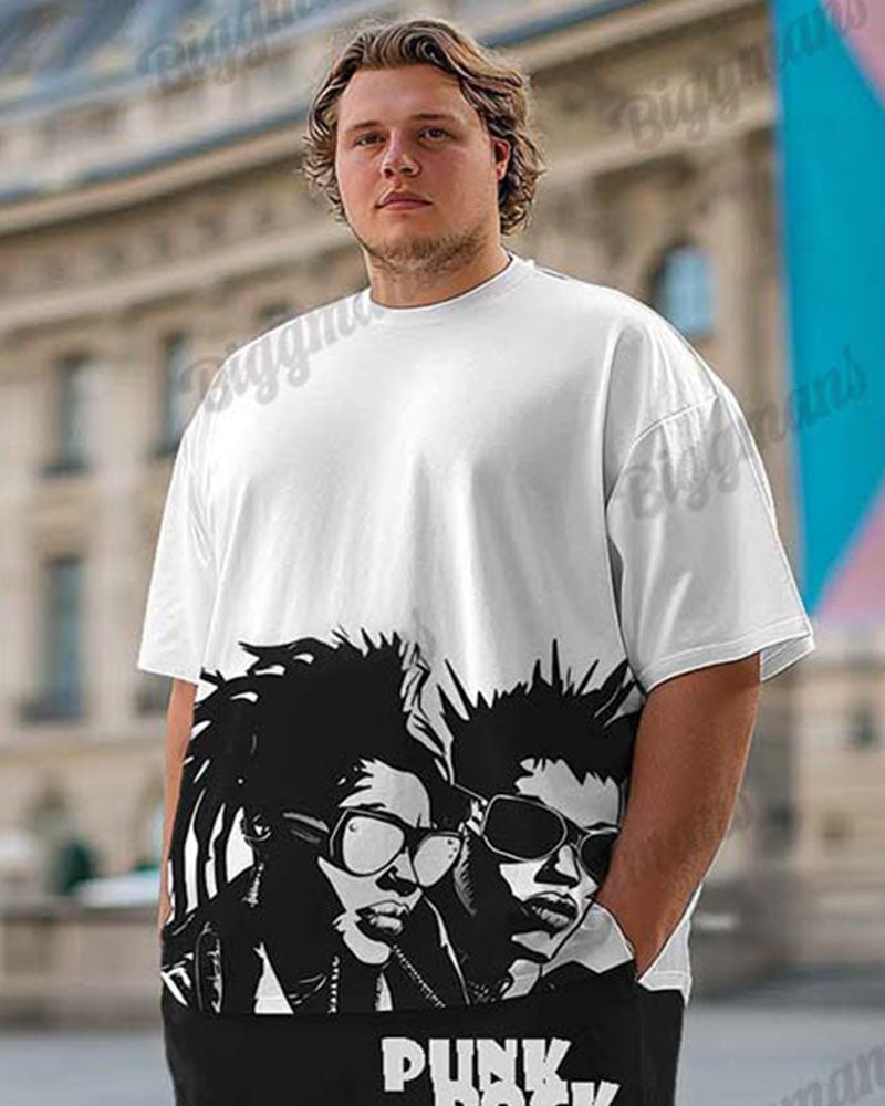 Big & Tall Graphic Graffiti T-Shirt Pants Set for big men view 2