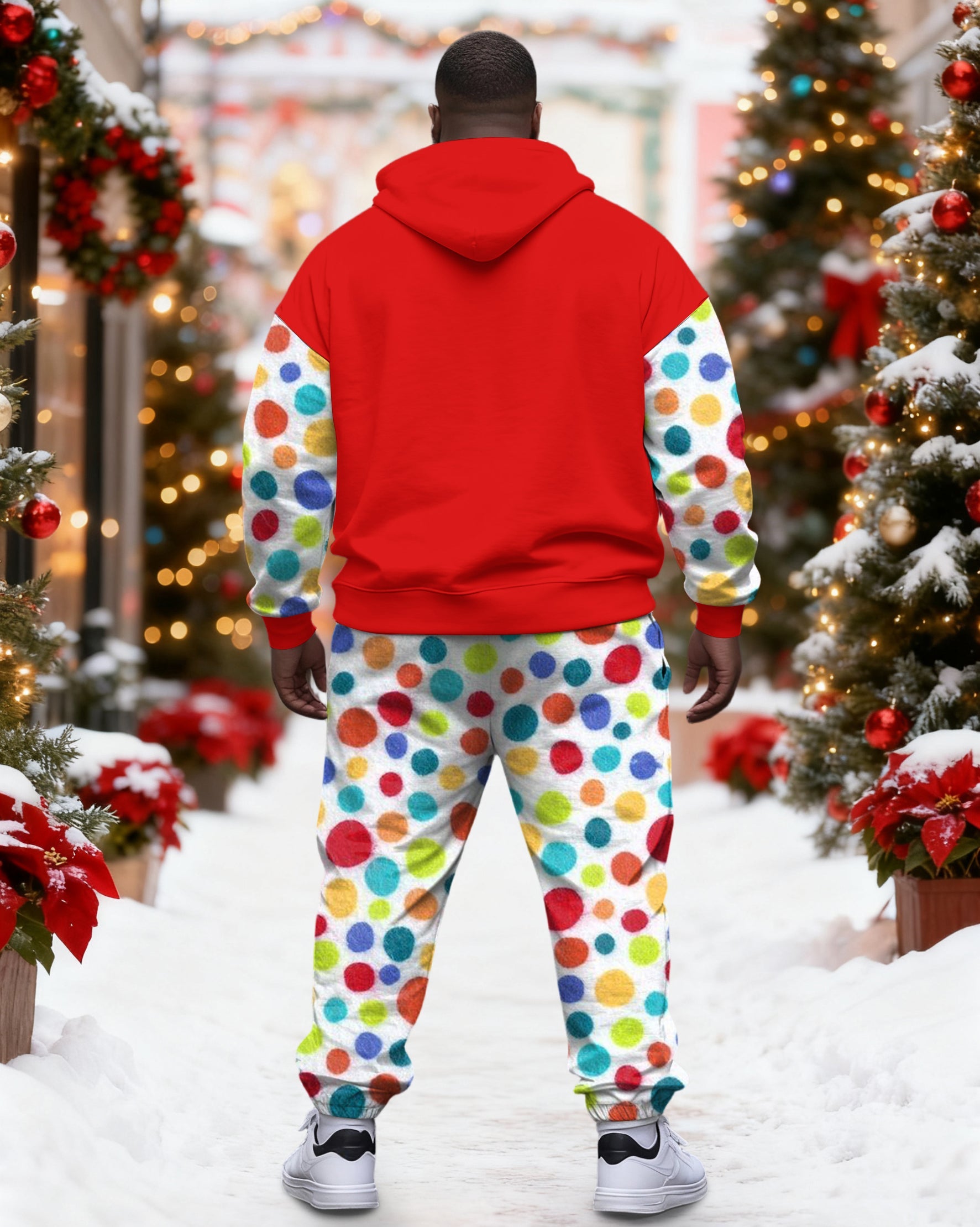 Big & Tall Graffiti Streetwear Hoodie Sweatpants Set for big men view 2