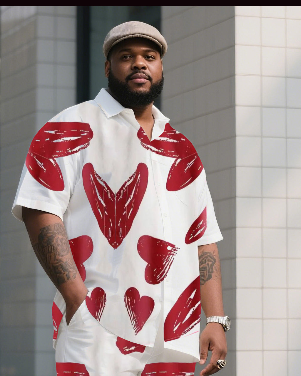 Big & Tall Graphic T-Shirt Pants Set for big men view 2