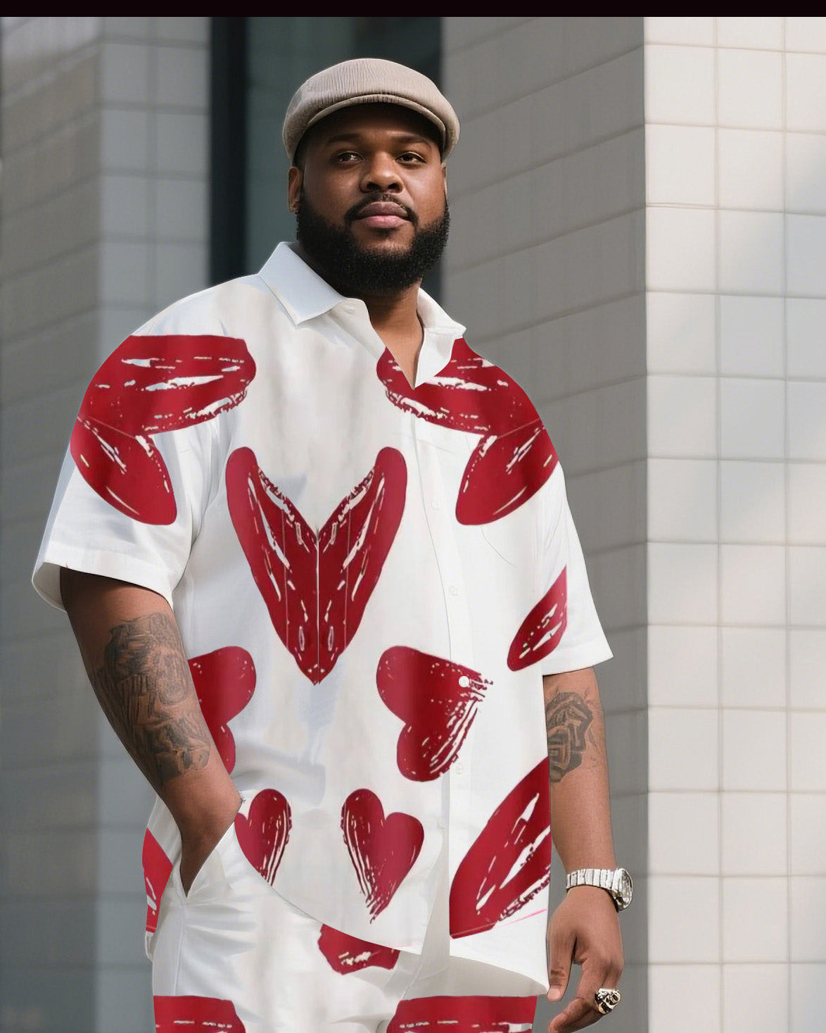 Big & Tall Graphic T-Shirt Pants Set for big men view 2