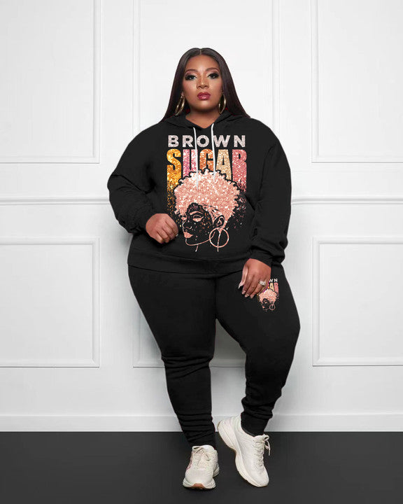 Big & Tall Brown Hoodie Sweatpants Set for big men view 1