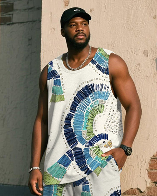 Big & Tall White Graphic Graffiti Two-piece Set for big men view 2