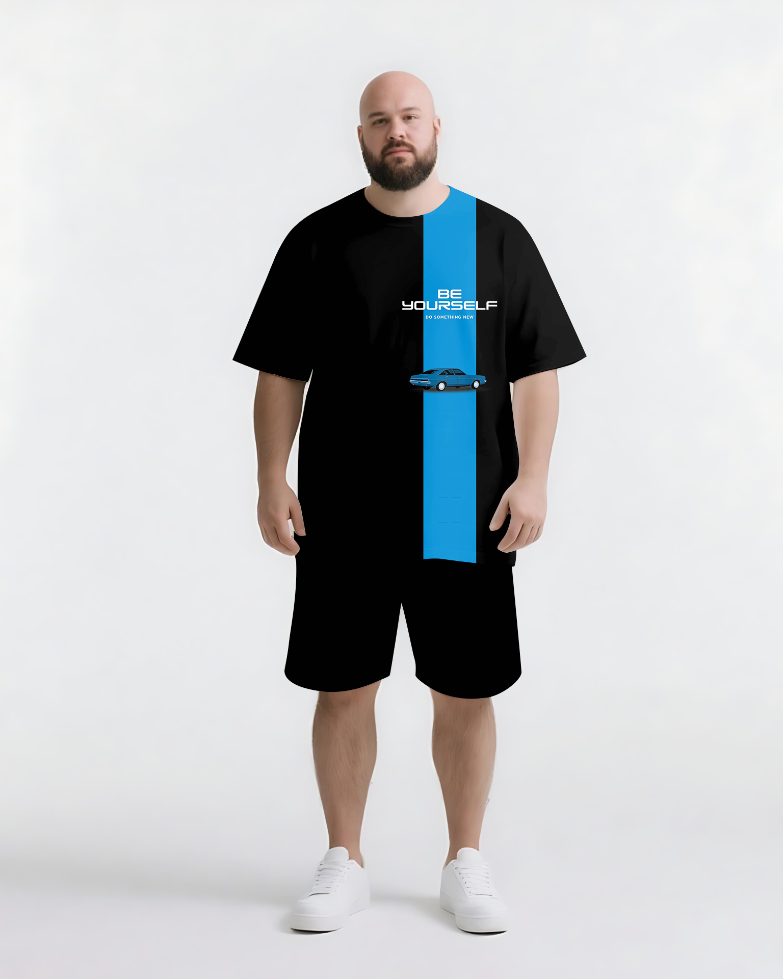 Big & Tall Graphic Streetwear Two-piece Set for big men view 1