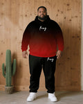 Big & Tall Black Red Gradient Hoodie Sweatpants Set for big men view 1