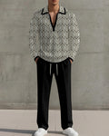 Big & Tall Geometric Graphic Two-piece Set for big men view 1