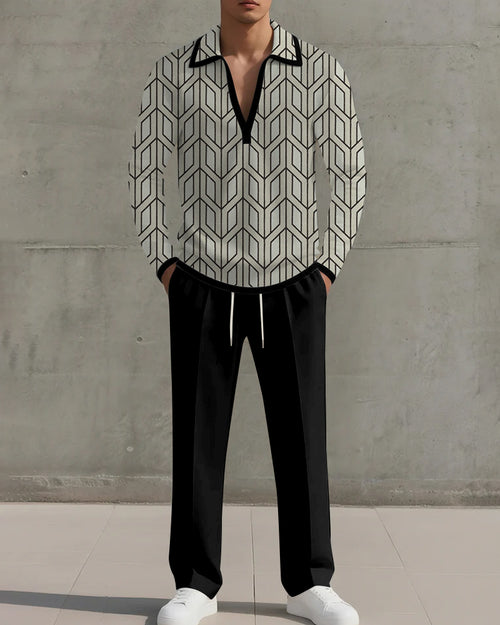 Big & Tall Geometric Graphic Two-piece Set for big men view 1