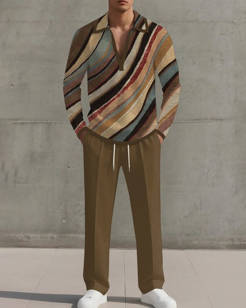 Big & Tall Geometric Graphic Two-piece Set for big men view 1