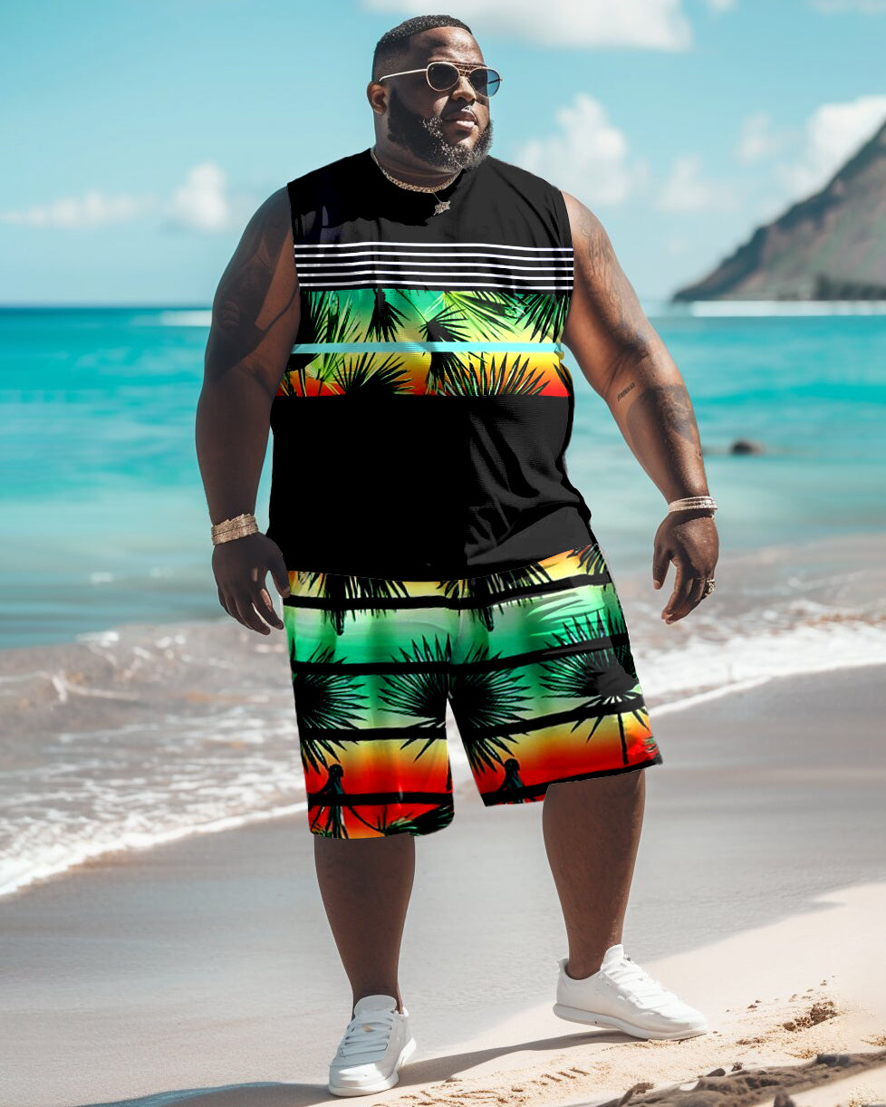Big & Tall Hawaiian Gradient Graphic Two-piece Set for big men view 1