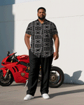 Big & Tall Black Geometric T-Shirt Pants Set for big men view 1