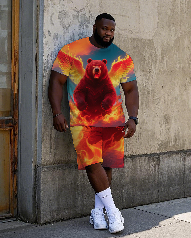 Big & Tall Streetwear T-Shirt Shorts Set for big men view 2