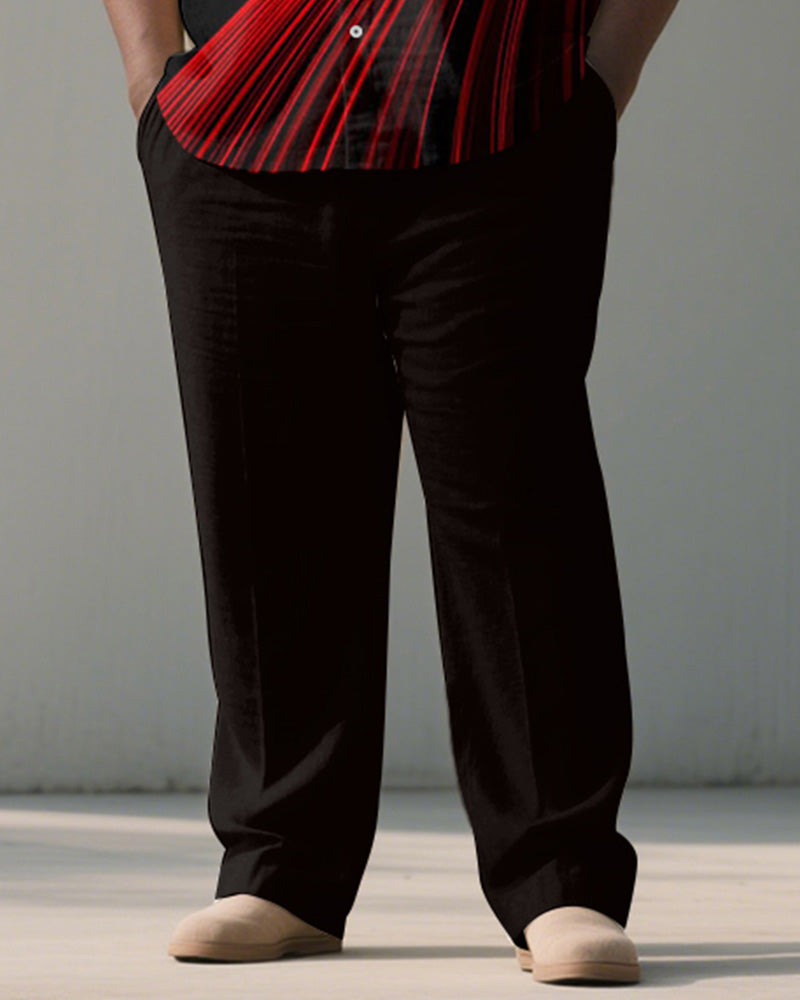 Big & Tall Red Yellow Colorblock T-Shirt Pants Set for big men view 3