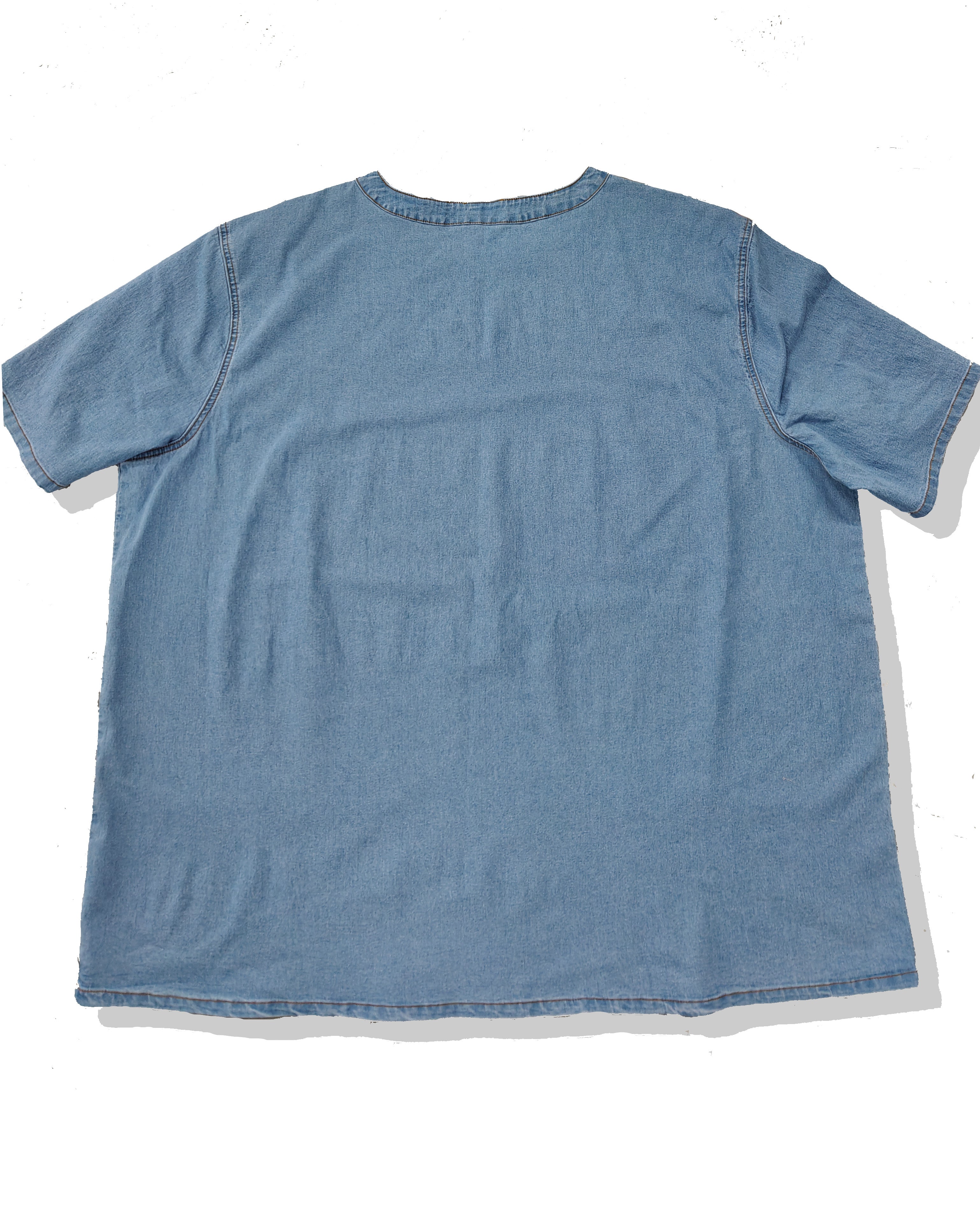 Big & Tall Denim Washed Solid Color T-Shirt for big men view 3