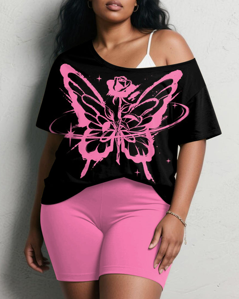 Big & Tall Pink Graphic Two-piece Set for big men view 1