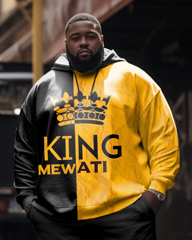 Big & Tall Colorblock Graphic Hoodie Sweatpants Set for big men view 2
