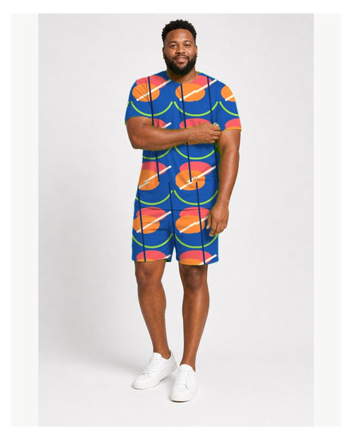 Big & Tall Electric Hibiscus Digital Print T-Shirt and Shorts Set Set