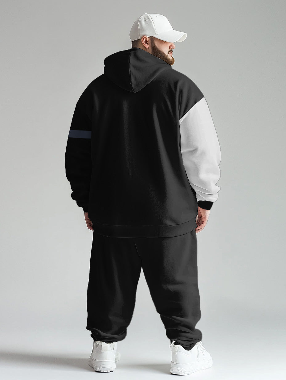 Big & Tall Black Colorblock Hoodie Pants Set for men view 4