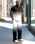 Big & Tall Gradient Plaid Polo Pants Set for big men view 1