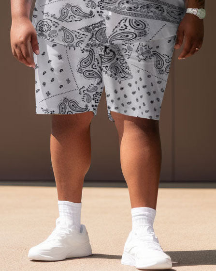 Big & Tall Streetwear T-Shirt Shorts Set for big men view 3