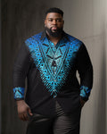 Big & Tall Black Graphic Long Sleeve Shirt for big men