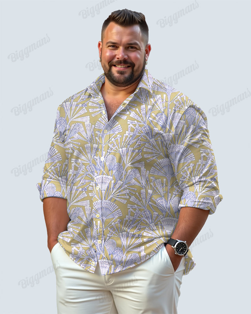 Big & Tall Geometric Long Sleeve Shirt for big men view 1