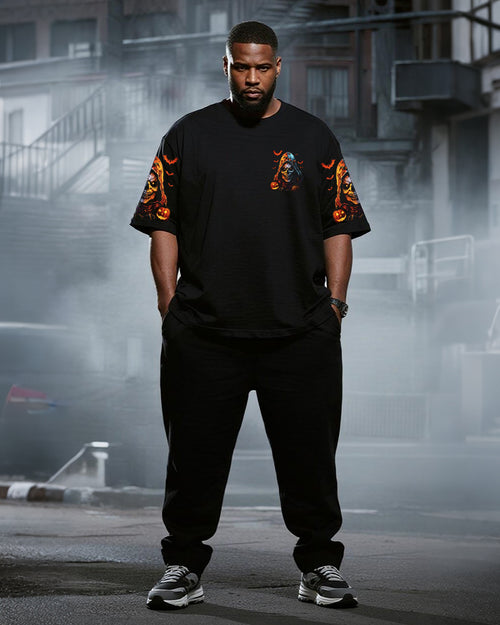 Big & Tall Graphic Graffiti T-Shirt Pants Set for big men view 2