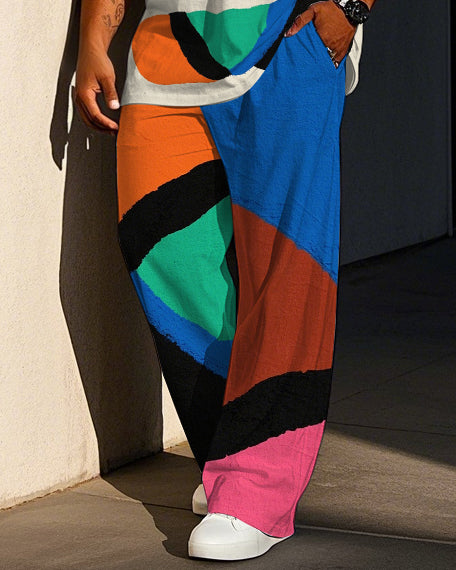 Big & Tall Colorblock Vest Pants Set for big men view 3