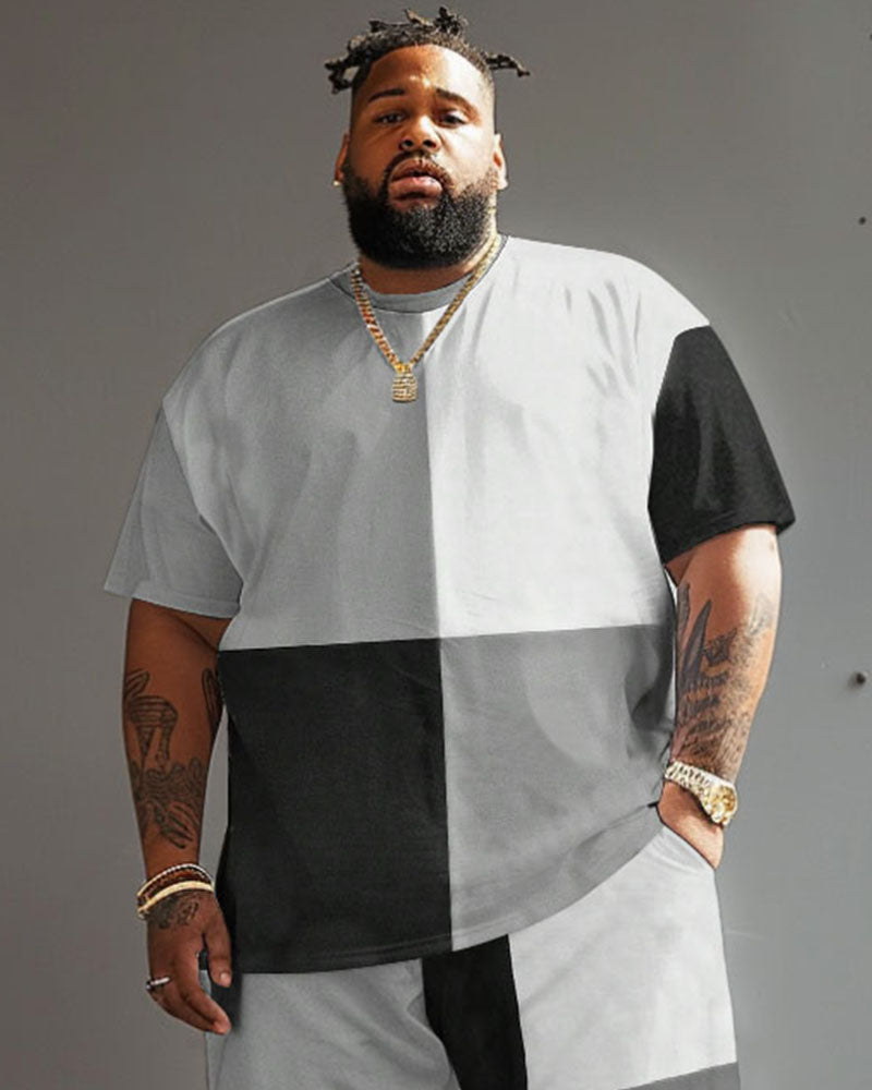 Big & Tall Colorblock T-Shirt Shorts Set for big men view 3