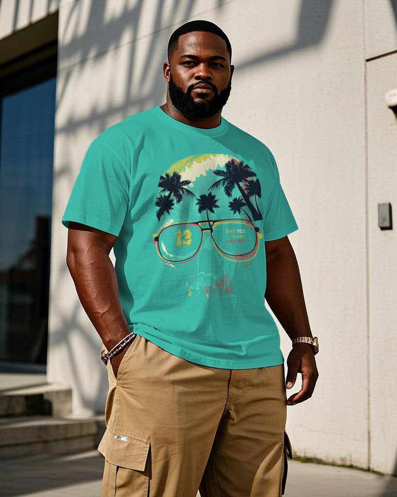 Big & Tall Green Hawaiian Graphic Jeans for big men view 1