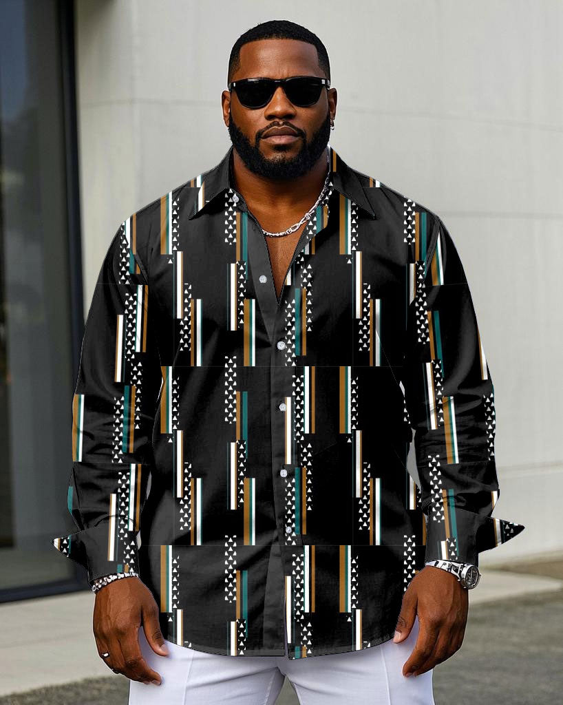 Big & Tall Geometric Graphic Long Sleeve Shirt for big men view 1