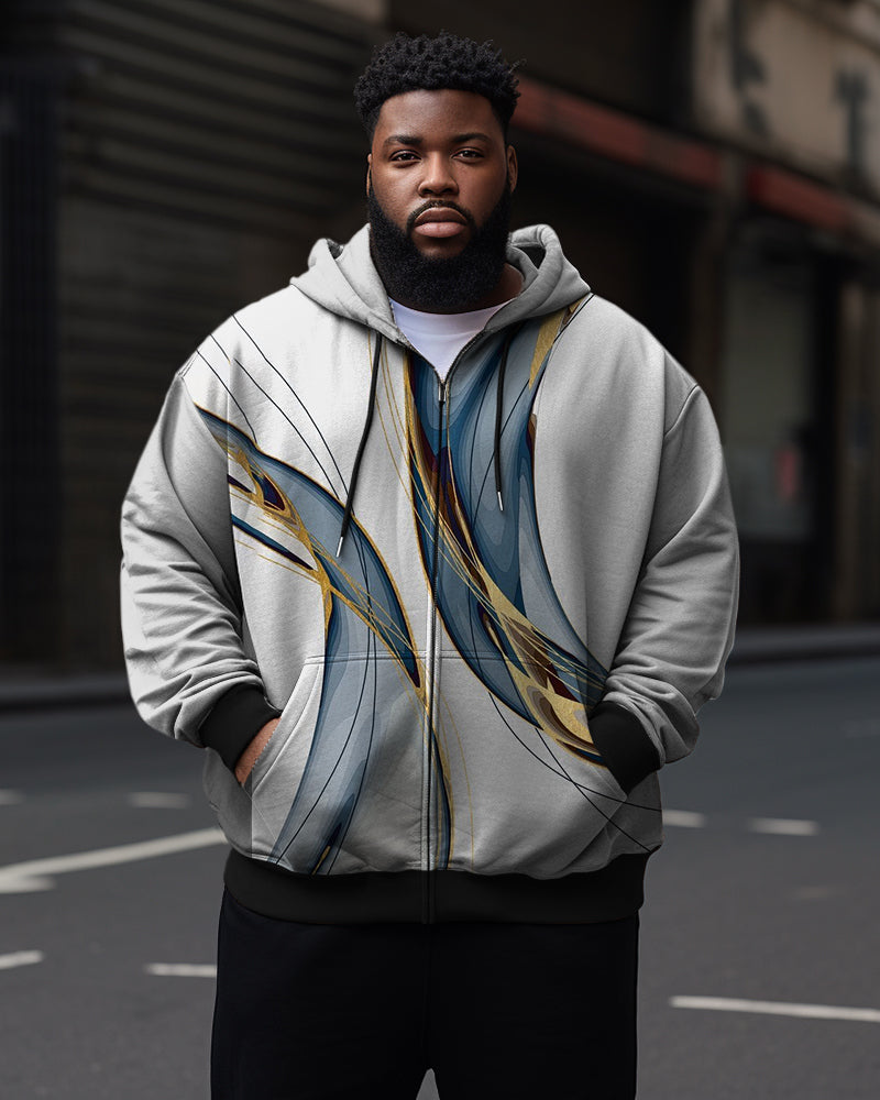 Big & Tall Geometric Graphic Hoodie Sweatpants Set for big men