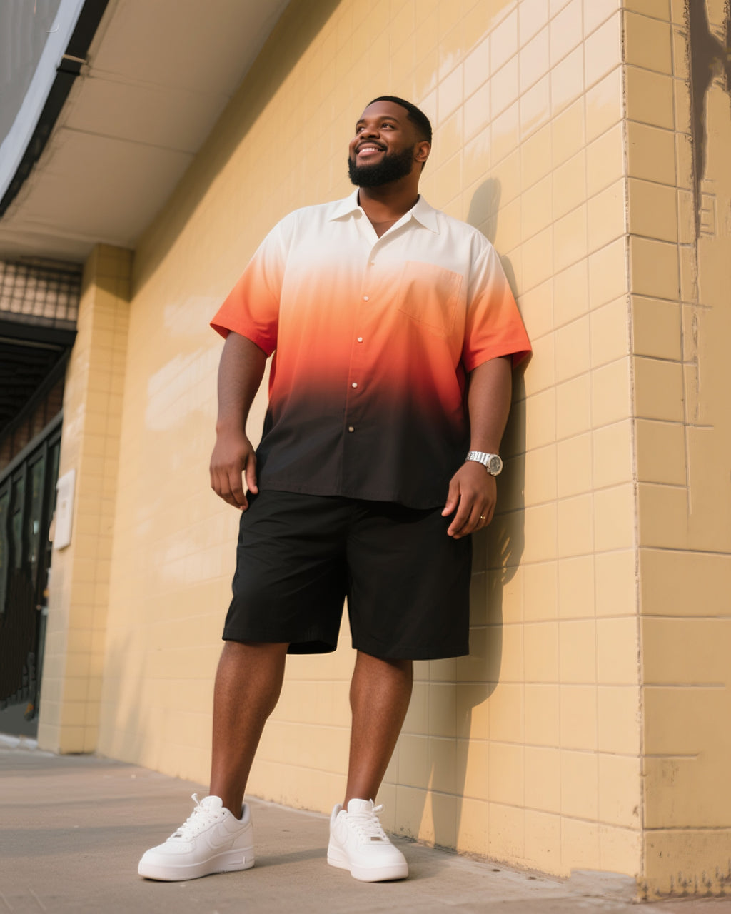 Big & Tall Gradient T-Shirt Shorts Set for big men view 1