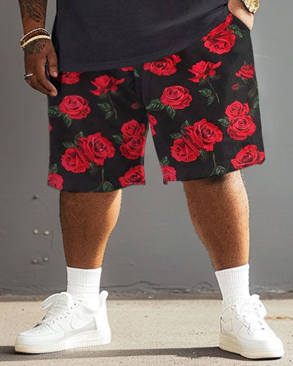Big & Tall Graphic Streetwear T-Shirt Shorts Set for big men view 4
