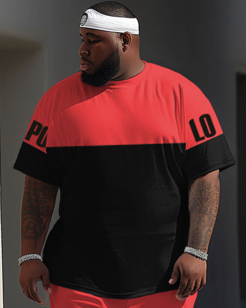Big & Tall Colorblock Graphic T-Shirt Pants Set for big men view 2