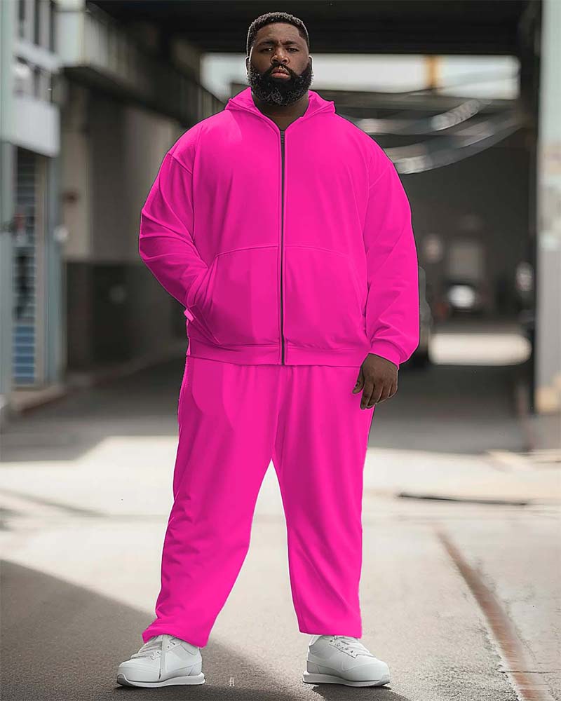 Big & Tall Solid Color Athletic Hoodie Sweatpants Set for big men view 8