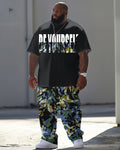 Big & Tall Graphic Camouflage T-Shirt Pants Set for big men view 1