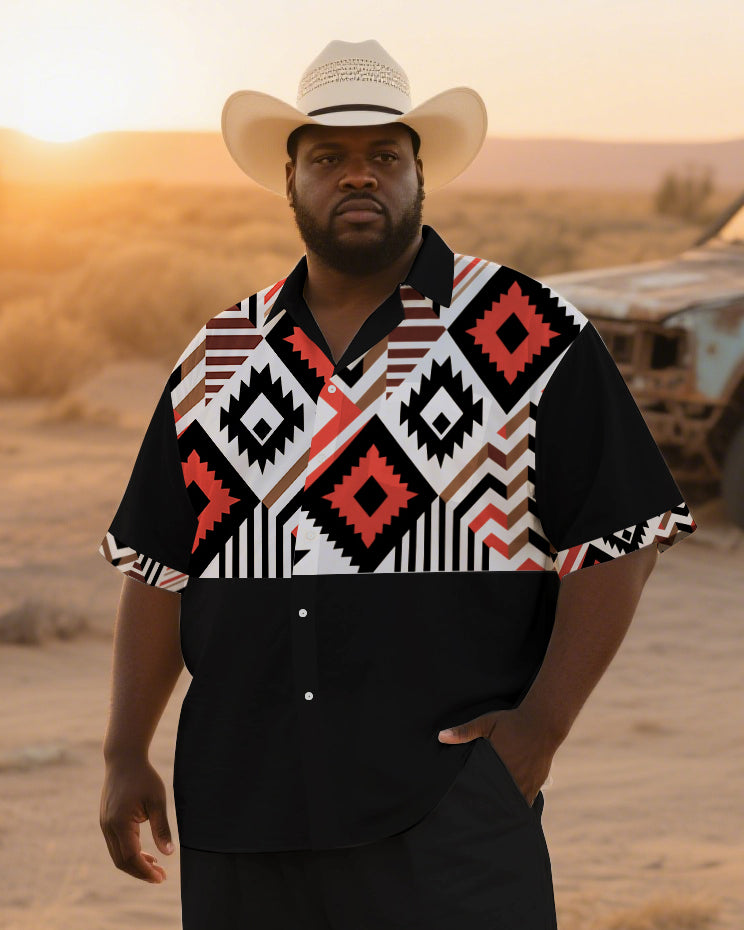 Big & Tall Western T-Shirt Pants Set for big men view 1