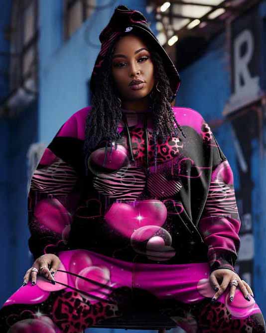 Big & Tall Graffiti Hoodie Sweatpants Set for big men view 2