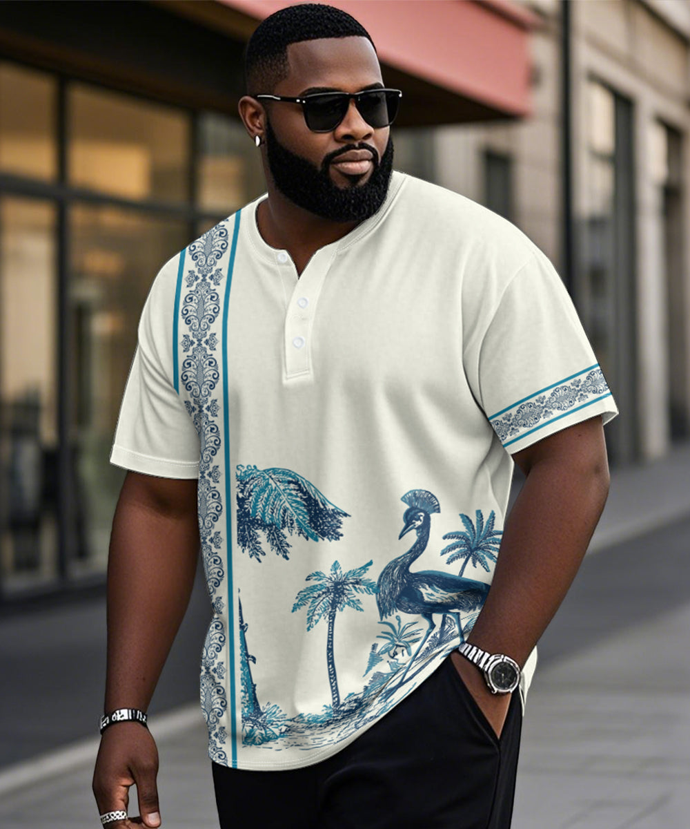Big & Tall Blue Hawaiian Graphic T-Shirt for big men view 1