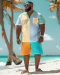 Big & Tall Hawaiian Colorblock Striped Jeans for big men view 2