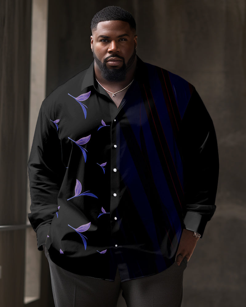 Big & Tall Striped Shirt Pants Set for big men