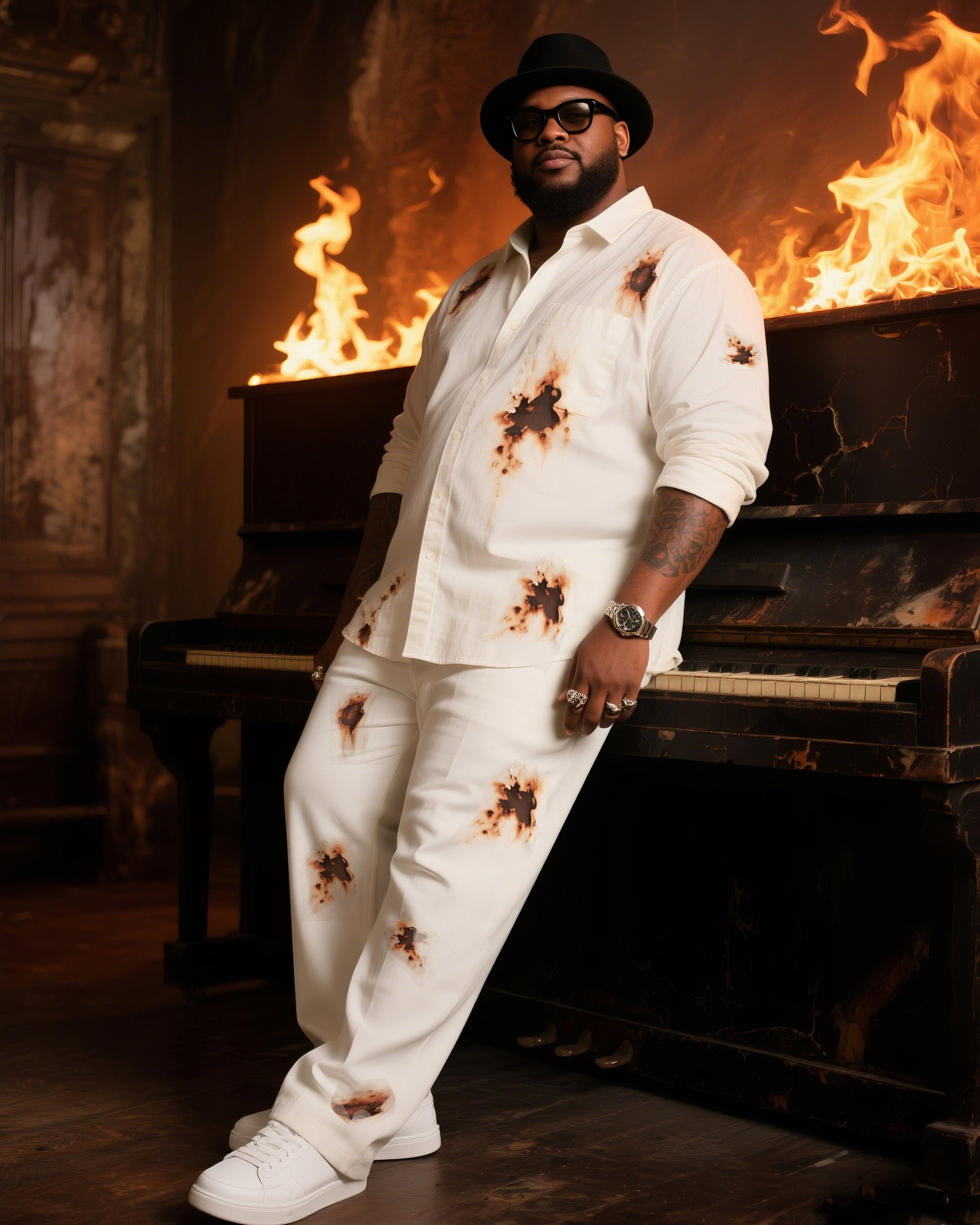 Big & Tall Vintage T-Shirt Pants Set for big men view 2