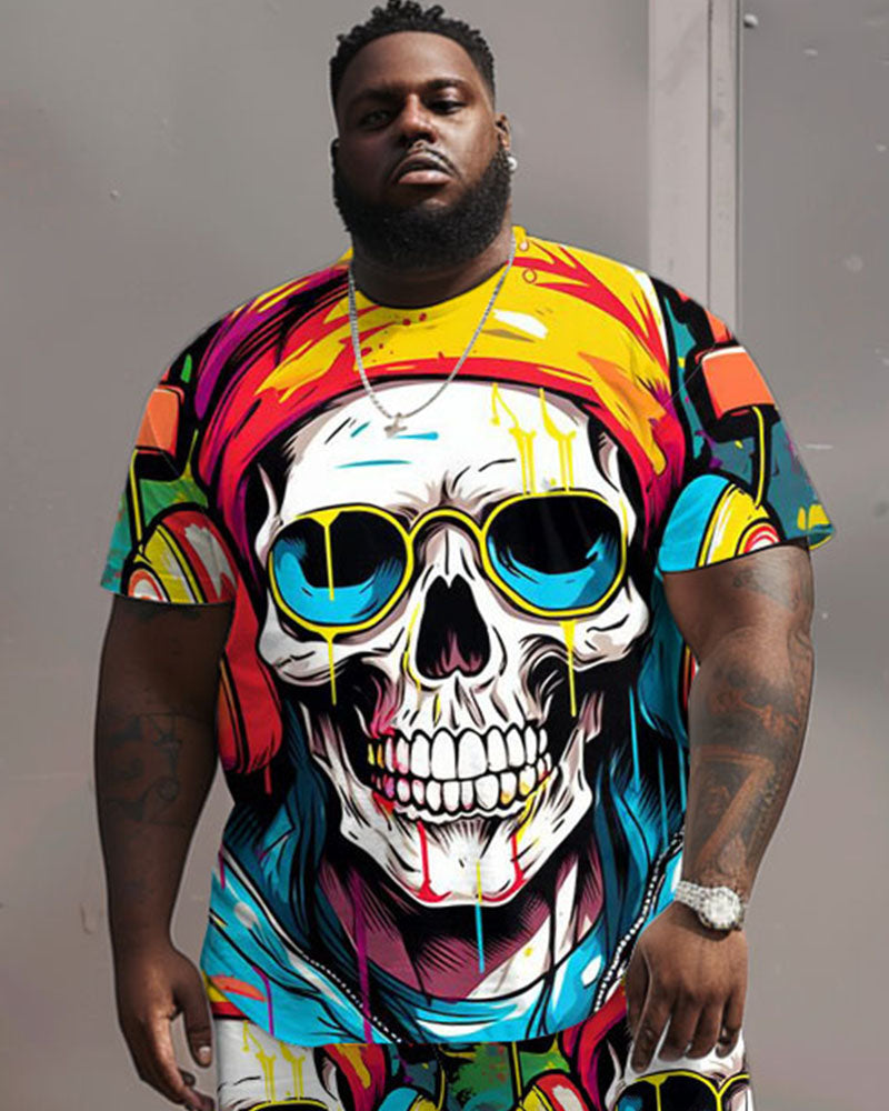 Big & Tall Graphic Graffiti T-Shirt Shorts Set for big men view 2