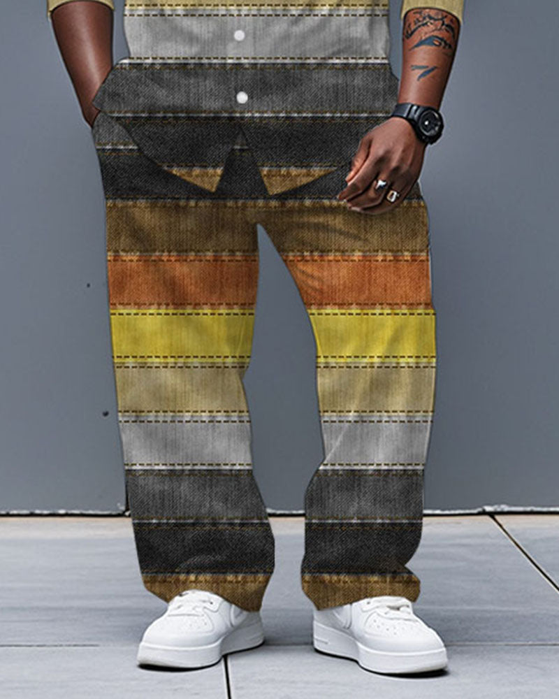 Big & Tall Colorblock T-Shirt Pants Set for big men view 3
