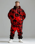 Big & Tall Graphic Skull Hoodie Sweatpants Set for big men view 1