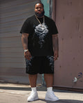 Big & Tall Graphic Streetwear T-Shirt Shorts Set for big men view 1