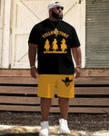Big & Tall Western T-Shirt Shorts Set for big men view 1